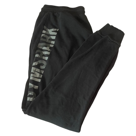 Men's Gymshark Black Jogger Sweatpants With Camo Logo Size Medium - Picture 1 of 11